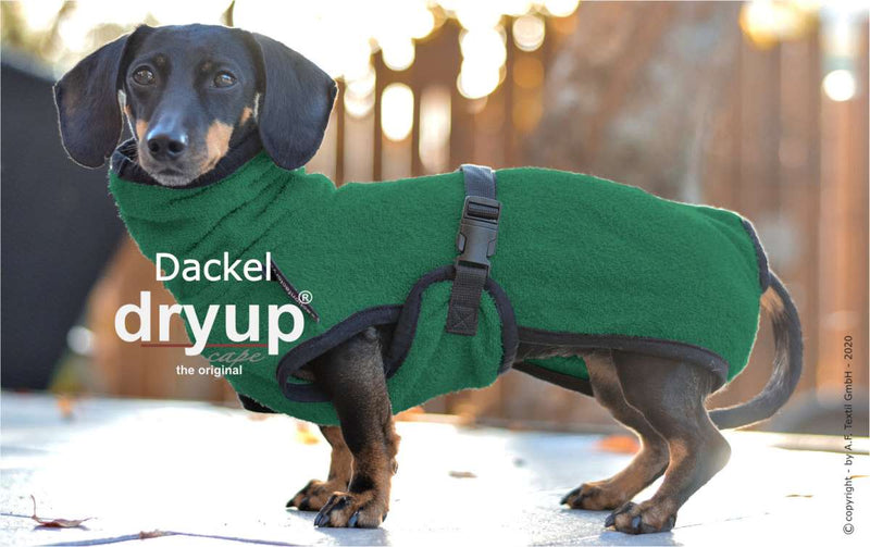 Dry-up Dackel Hundebademantel dunkelgrün